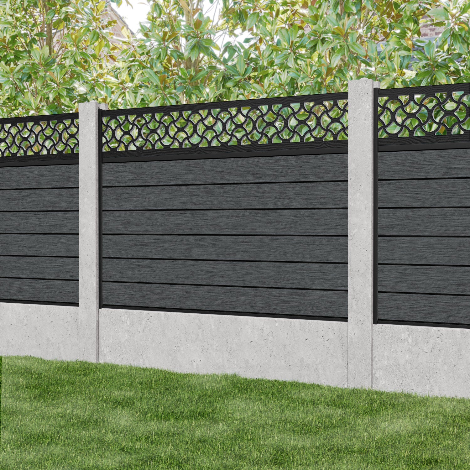 Fusion Vida Fence Panel - Dark Grey - for existing concrete posts