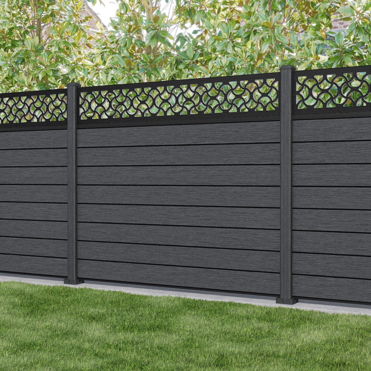 Fusion Vida Fence Panel - Dark Grey - with our composite posts