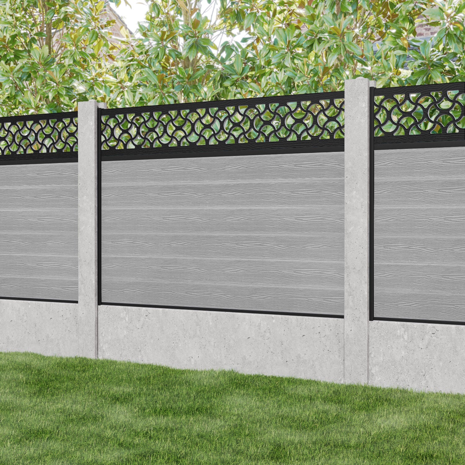 Classic Vida Fence Panel - Light Grey - for existing concrete posts