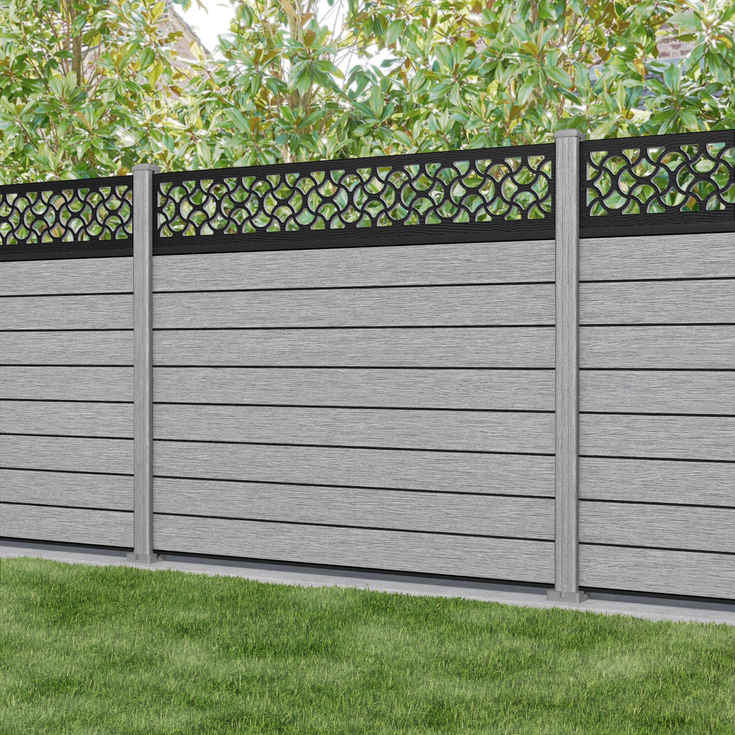 Fusion Vida Fence Panel - Light Grey - with our composite posts