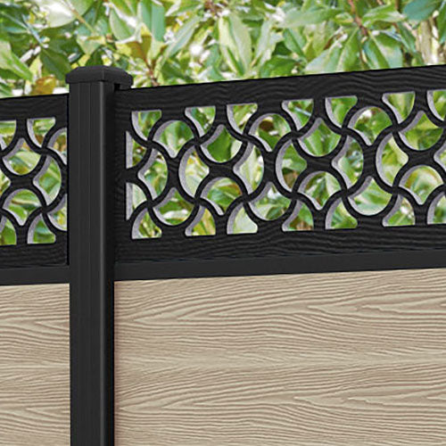 Classic Vida Fence Panel - Light Oak - with our aluminium posts
