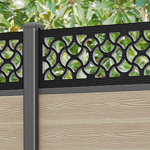 Classic Vida Fence Panel - Light Oak - with our aluminium posts