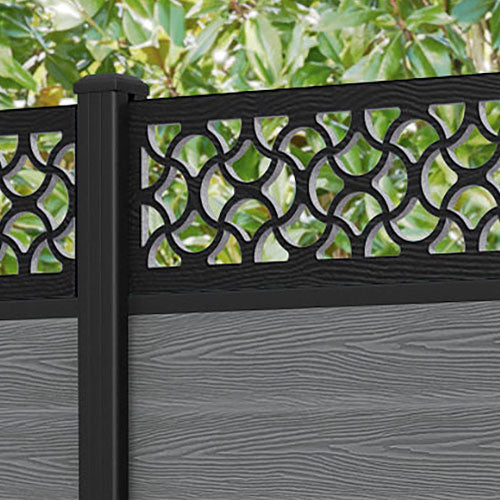 Classic Vida Fence Panel - Mid Grey - with our aluminium posts