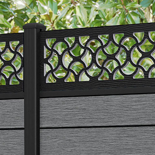 Fusion Vida Fence Panel - Mid Grey - with our aluminium posts