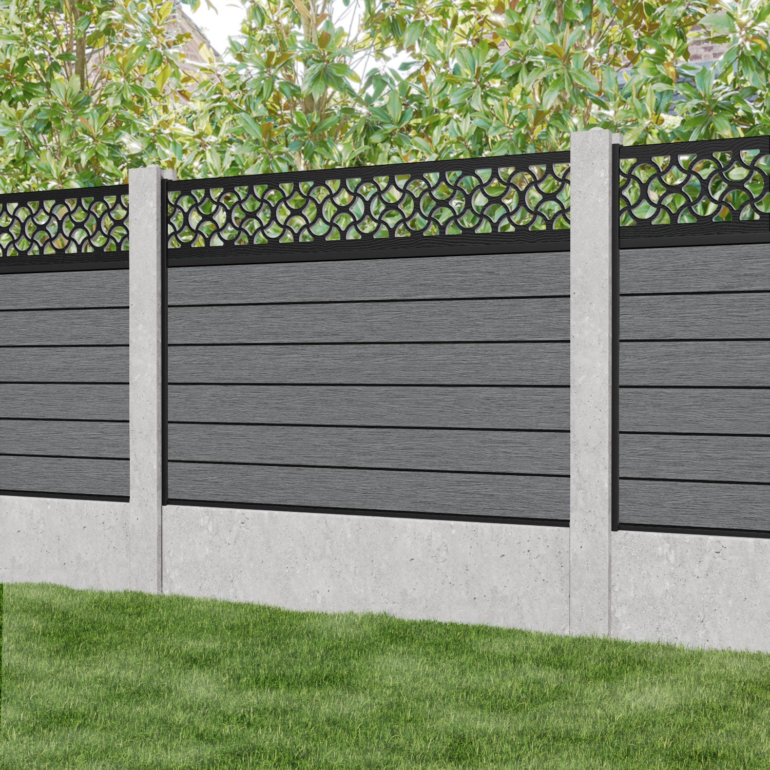 Fusion Vida Fence Panel - Mid Grey - for existing concrete posts