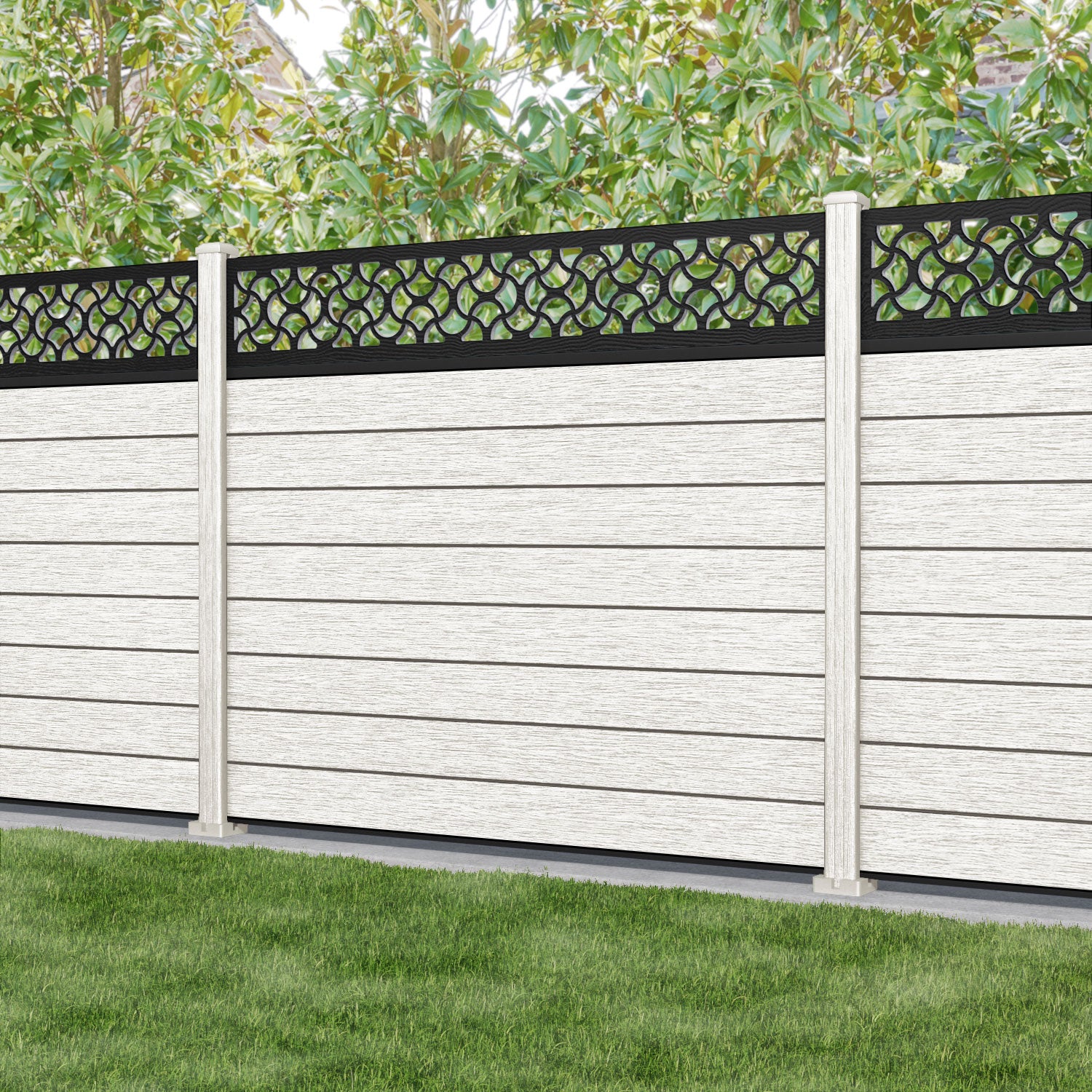 Fusion Vida Fence Panel - Light Stone - with our composite posts