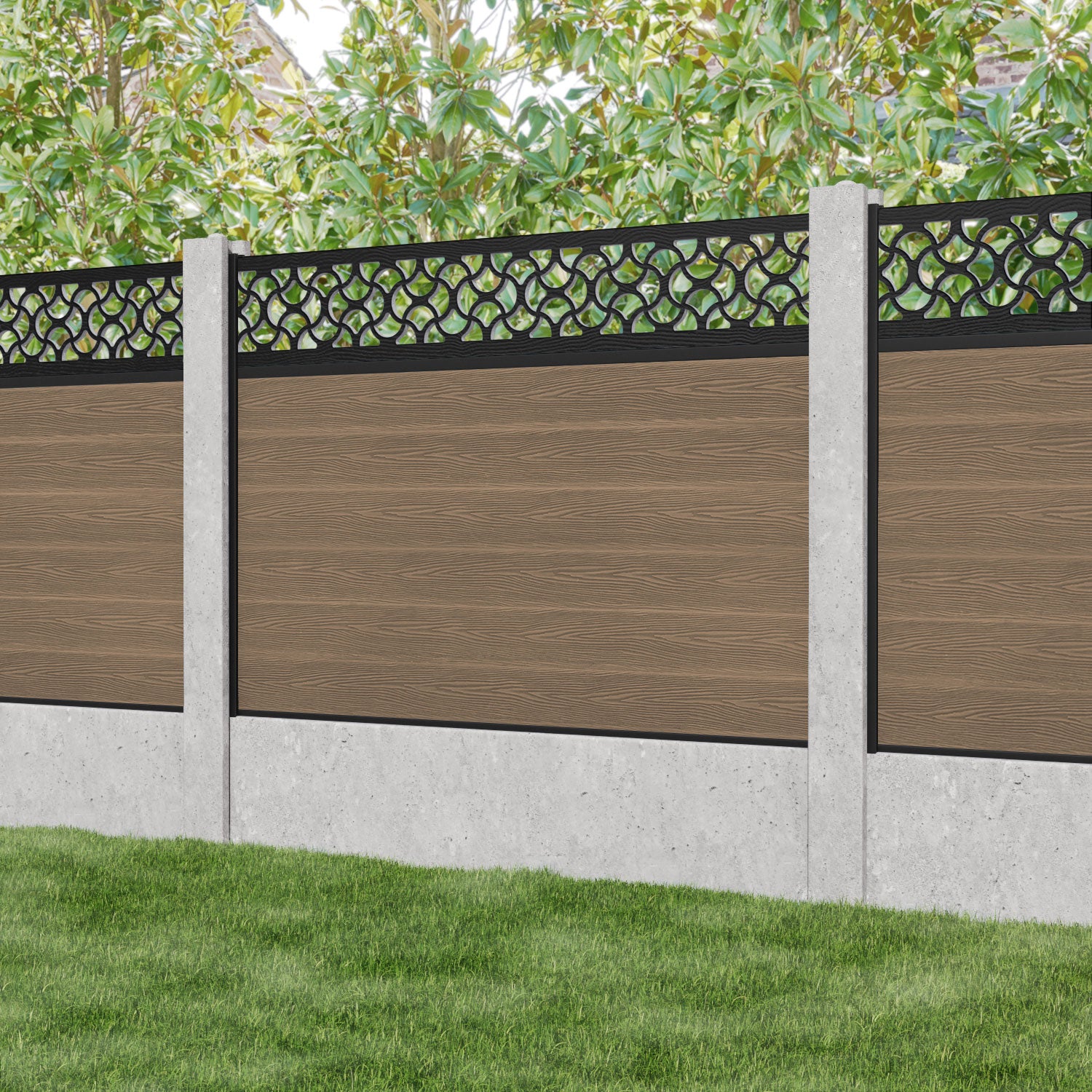 Classic Vida Fence Panel - Teak - for existing concrete posts
