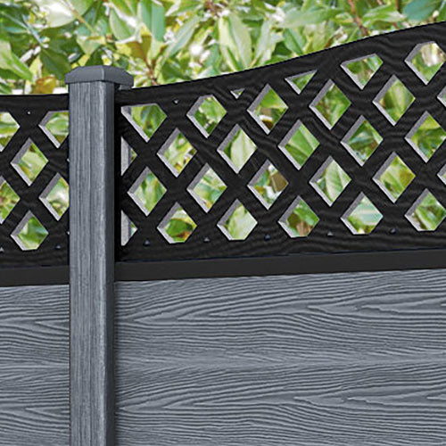Classic High Wave Curved Top Fence Panel - Anthracite - with our composite posts