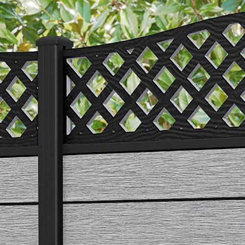 Fusion High Wave Fence Panel - Light Grey - with our aluminium posts