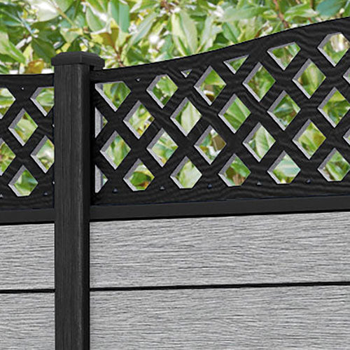Fusion High Wave Fence Panel - Light Grey - with our composite posts