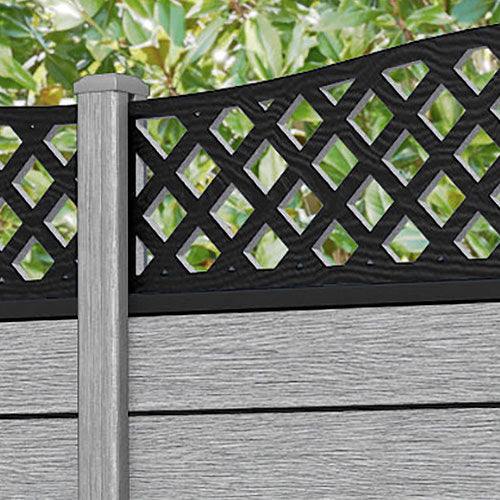 Fusion High Wave Fence Panel - Light Grey - with our composite posts