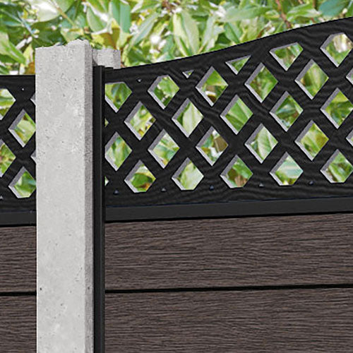 Fusion High Wave Fence Panel - Mid Brown - for existing concrete posts