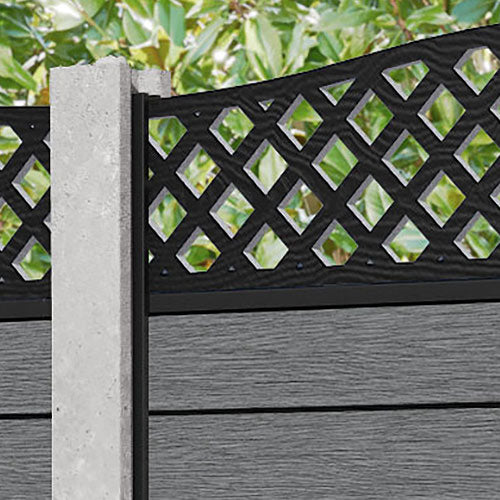 Fusion High Wave Fence Panel - Mid Grey - for existing concrete posts