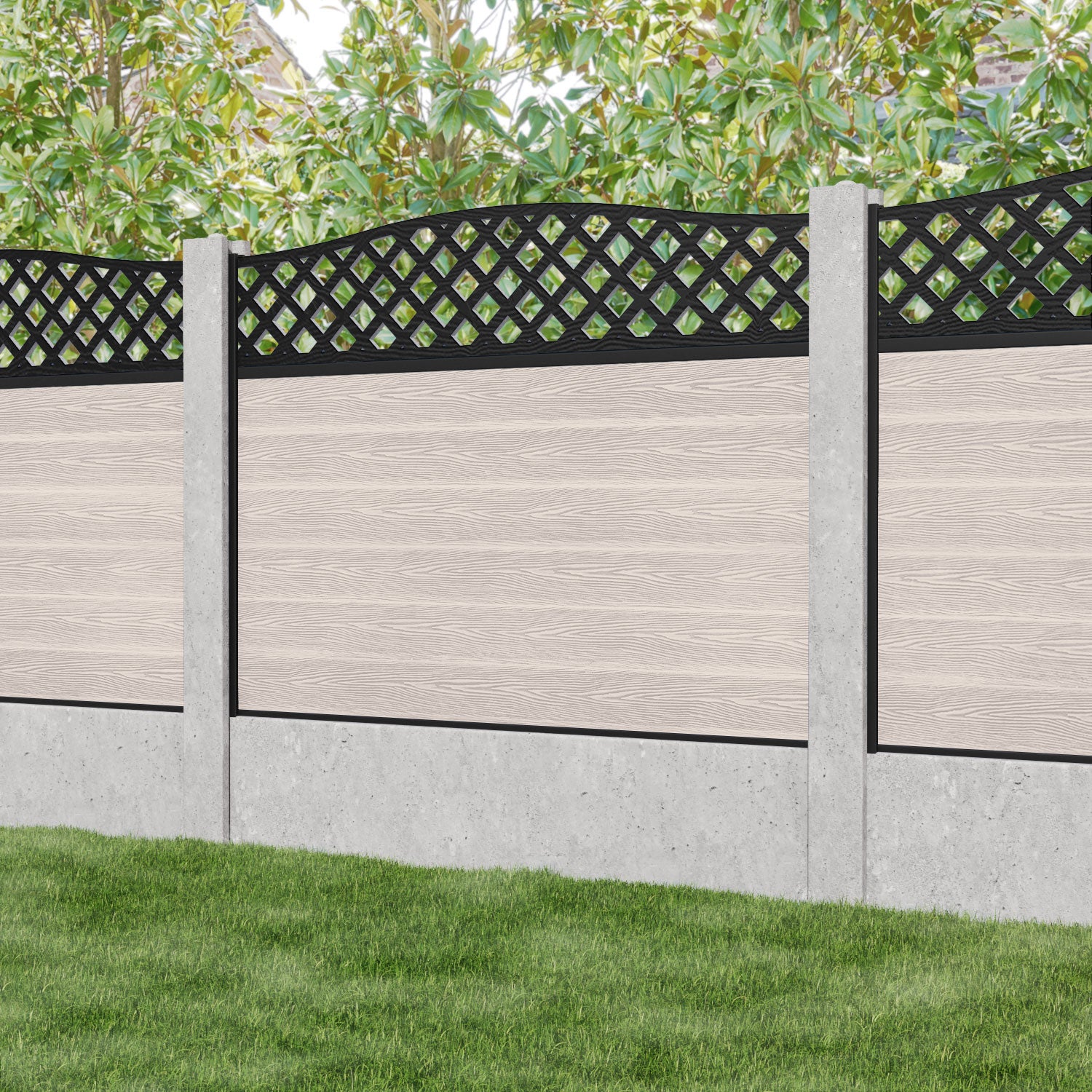 Classic High Wave Fence Panel - Mid Stone - for existing concrete posts