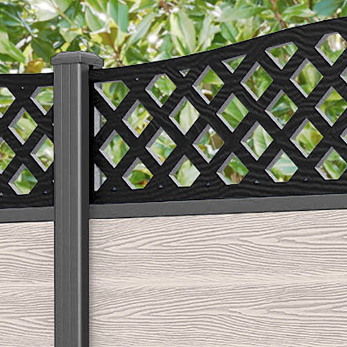 Classic High Wave Fence Panel - Mid Stone - with our aluminium posts
