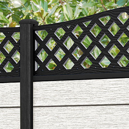 Fusion High Wave Fence Panel - Light Stone - with our composite posts