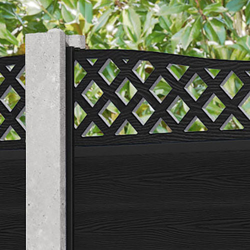 Classic Low Wave Fence Panel - Black - for existing concrete posts