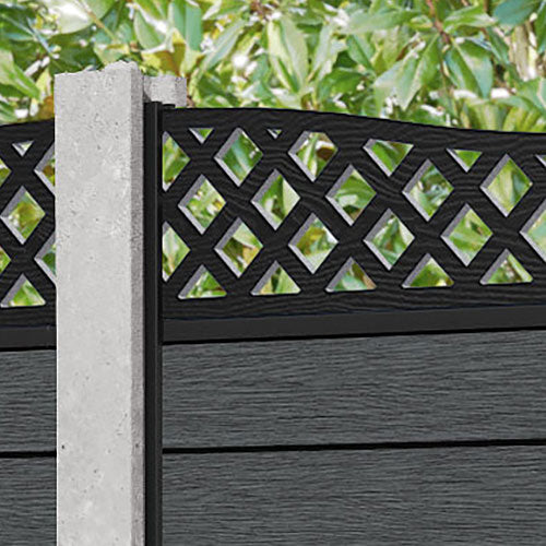 Fusion Low Wave Fence Panel - Dark Grey - for existing concrete posts