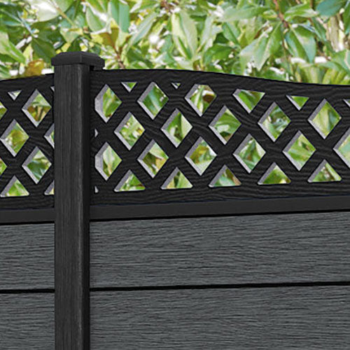 Fusion Low Wave Fence Panel - Dark Grey - with our composite posts