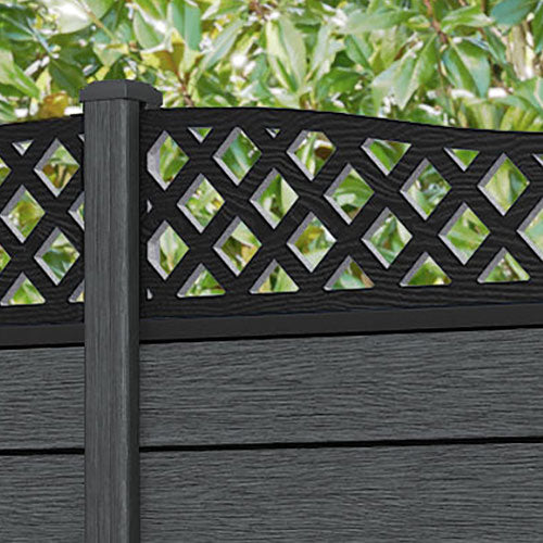 Fusion Low Wave Fence Panel - Dark Grey - with our composite posts