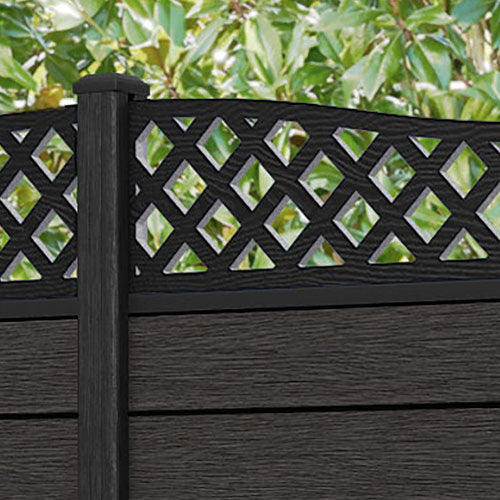 Fusion Low Wave Fence Panel - Dark Oak - with our composite posts
