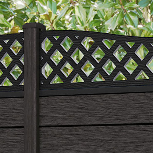 Fusion Low Wave Fence Panel - Dark Oak - with our composite posts