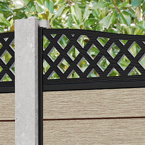 Fusion Low Wave Fence Panel - Light Oak - for existing concrete posts