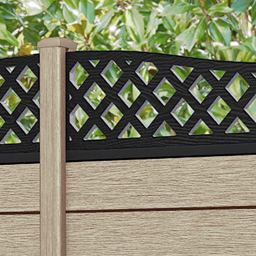 Fusion Low Wave Fence Panel - Light Oak - with our composite posts