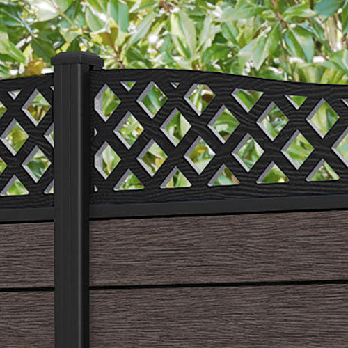 Fusion Low Wave Fence Panel - Mid Brown - with our aluminium posts