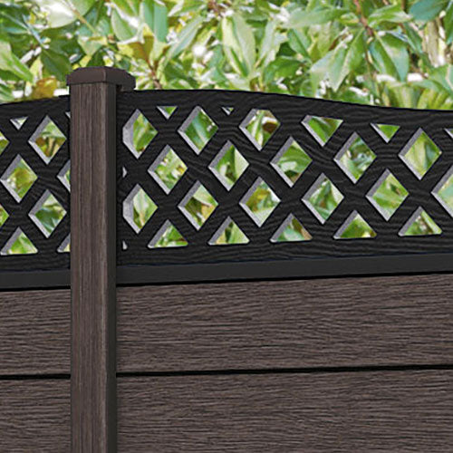 Fusion Low Wave Fence Panel - Mid Brown - with our composite posts