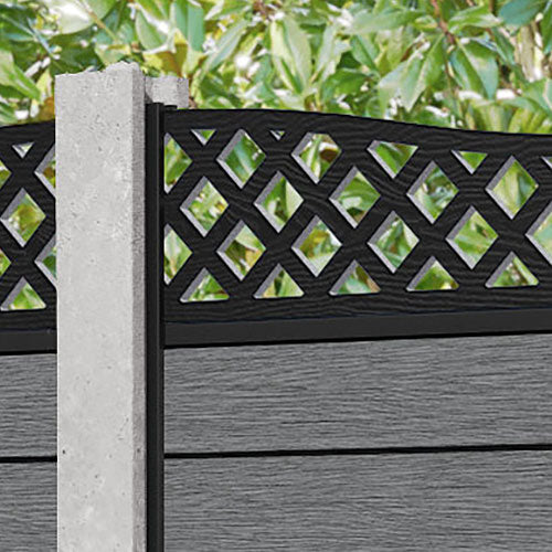 Fusion Low Wave Fence Panel - Mid Grey - for existing concrete posts
