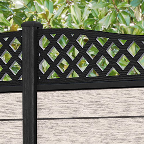 Fusion Low Wave Curved Top Fence Panel - Mid Stone - with our composite posts