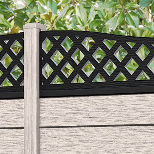 Fusion Low Wave Curved Top Fence Panel - Mid Stone - with our composite posts