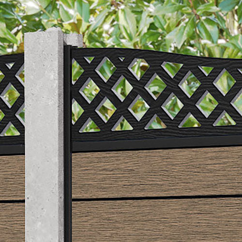 Fusion Low Wave Fence Panel - Teak - for existing concrete posts