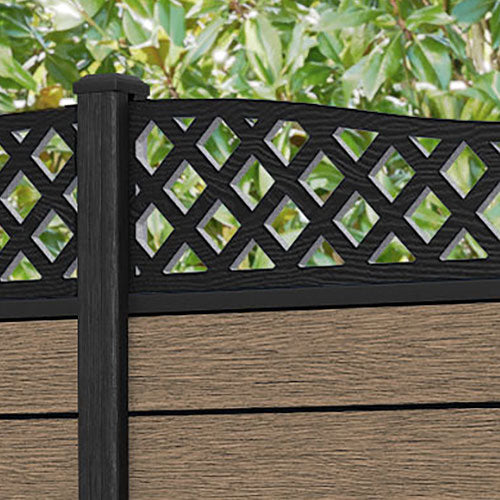 Fusion Low Wave Fence Panel - Teak - with our composite posts