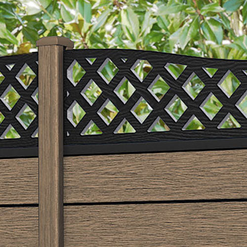 Fusion Low Wave Fence Panel - Teak - with our composite posts