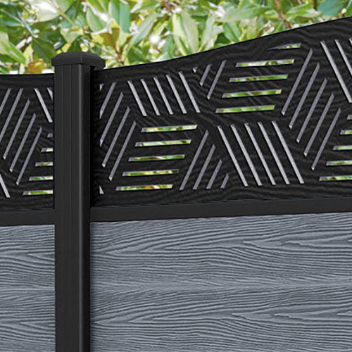 Classic Cubed Curved Top Fence Panel - Anthracite - with our aluminium posts