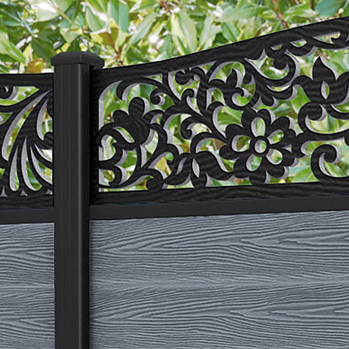 Classic Eden Curved Top Fence Panel - Anthracite - with our aluminium posts