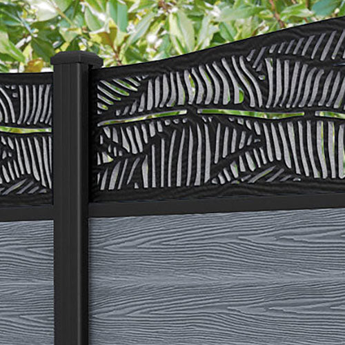 Classic Feather Curved Top Fence Panel - Anthracite - with our aluminium posts