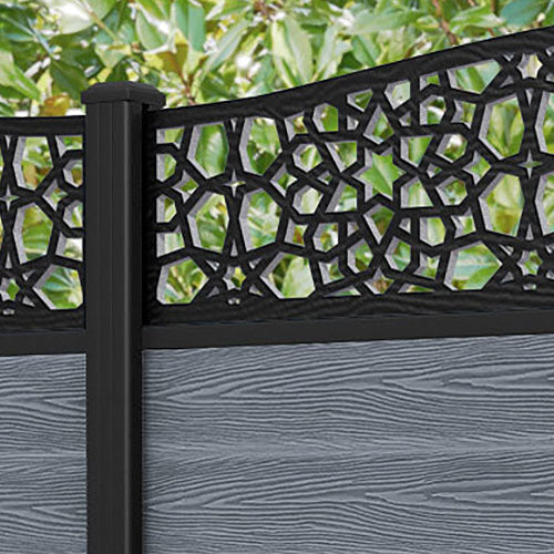 Classic Nazira Curved Top Fence Panel - Anthracite - with our aluminium posts