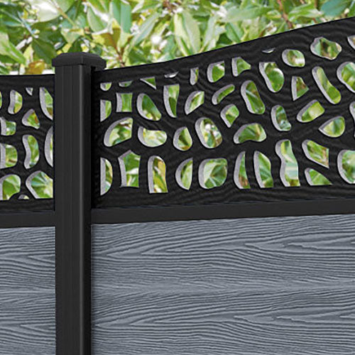 Classic Pebble Curved Top Fence Panel - Anthracite - with our aluminium posts