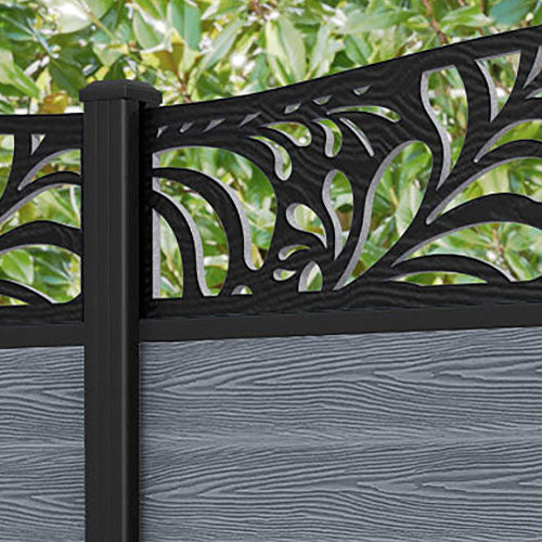 Classic Petal Curved Top Fence Panel - Anthracite - with our aluminium posts