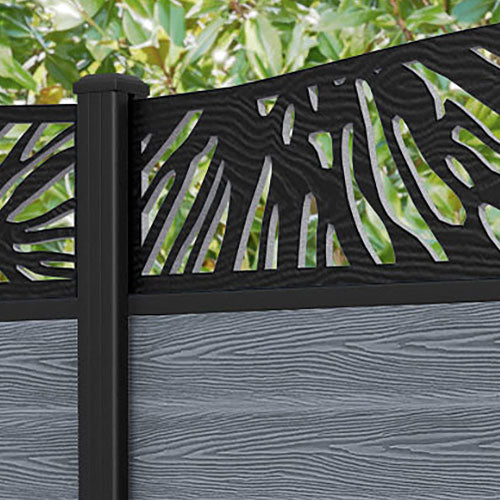 Classic Poppy Curved Top Fence Panel - Anthracite - with our aluminium posts