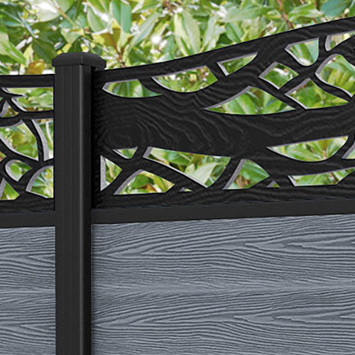 Classic Twilight Curved Top Fence Panel - Anthracite - with our aluminium posts