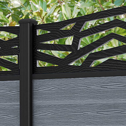 Classic Zenith Curved Top Fence Panel - Anthracite - with our aluminium posts