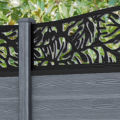 Classic Botanic Curved Top Fence Panel - Anthracite - with our composite posts