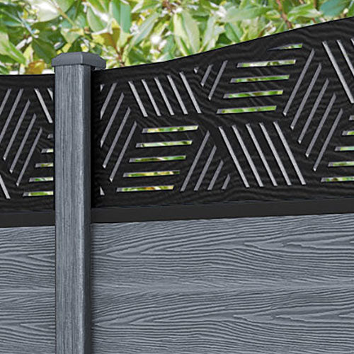 Classic Cubed Curved Top Fence Panel - Anthracite - with our composite posts