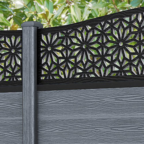 Classic Narwa Curved Top Fence Panel - Anthracite - with our composite posts