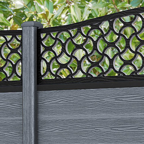 Classic Vida Curved Top Fence Panel - Anthracite - with our composite posts