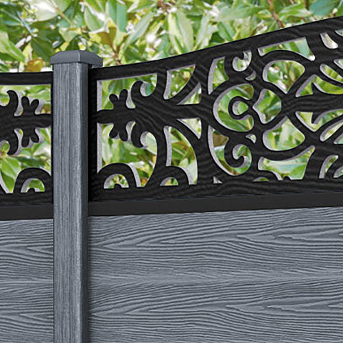 Classic Windsor Curved Top Fence Panel - Anthracite - with our composite posts